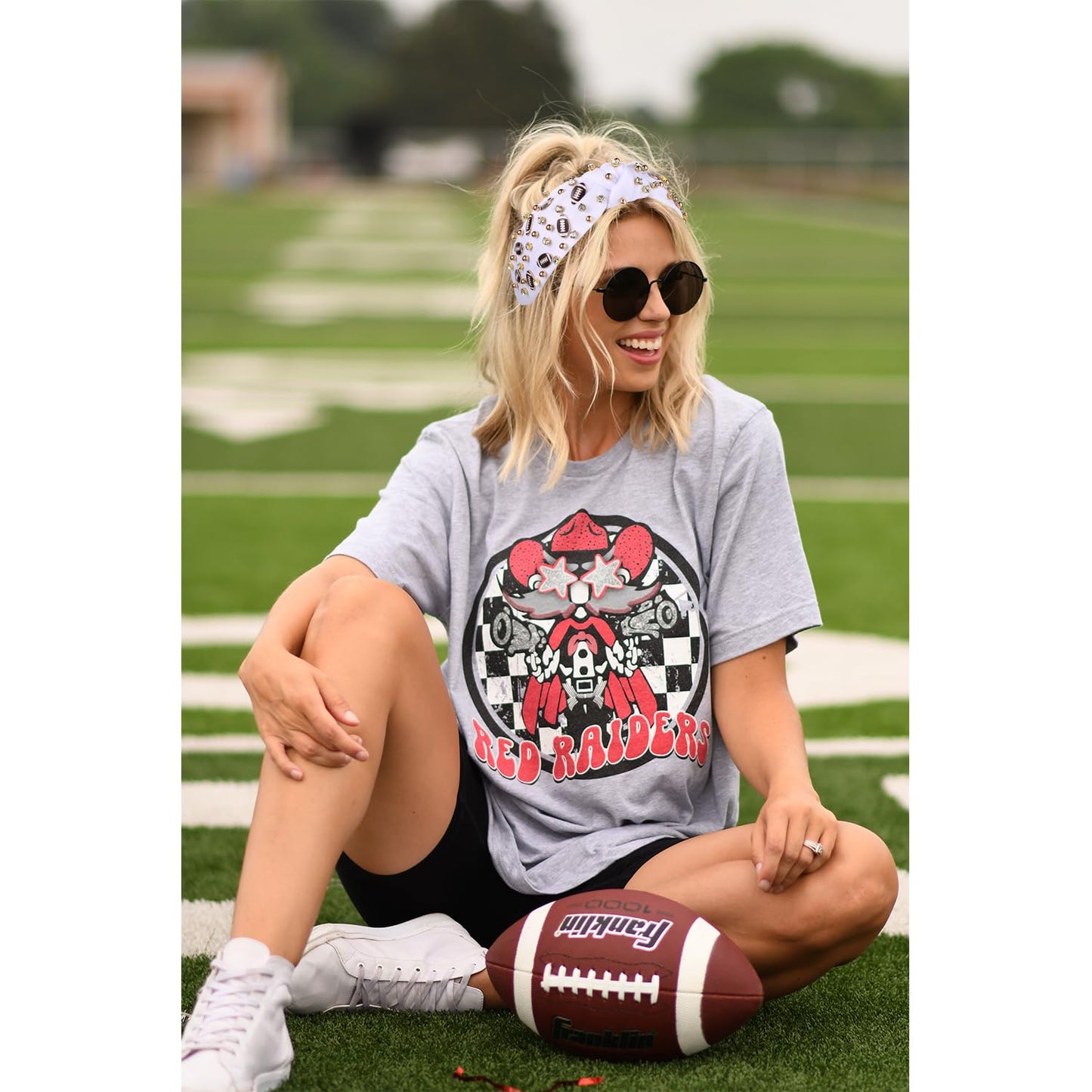 Football Headband for Women Football Mom Accessories Crystal Rhinestone Jeweled Wide Top Knot Headband Game Day Sports Hair Accessories Gift (White 2)