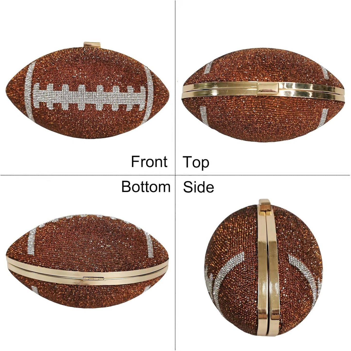 Women Football Shaped Crossbody Shoulder Bag Rugby Clutch Handbag Unique Novelty Football Purse