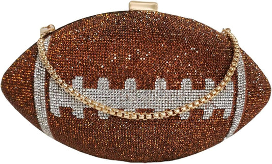 Women Football Shaped Crossbody Shoulder Bag Rugby Clutch Handbag Unique Novelty Football Purse